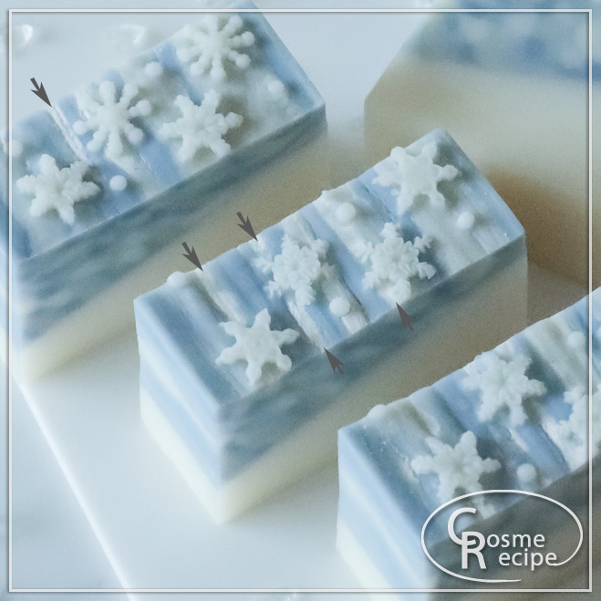 雪の結晶デザイン石けん アップ